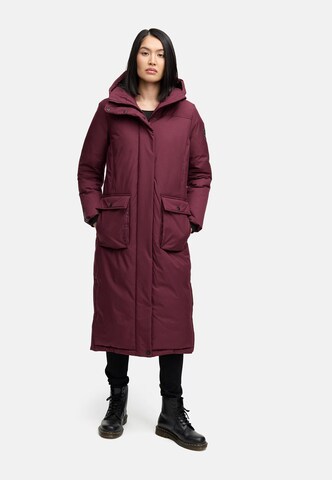 NAVAHOO Mantel 'Wolkenfrost XIV' in Rot: Vorderseite