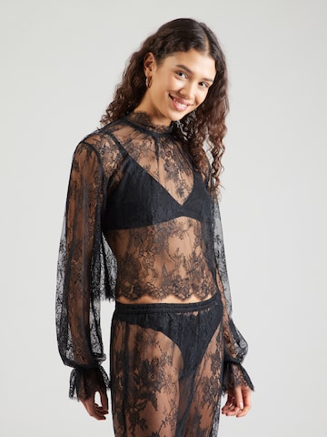 Hunkemöller Μπλουζάκι ύπνου 'Cecilia' σε μαύρο: μπροστά