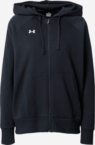 UNDER ARMOUR - Sudadera con cremallera deportiva en negro: frente