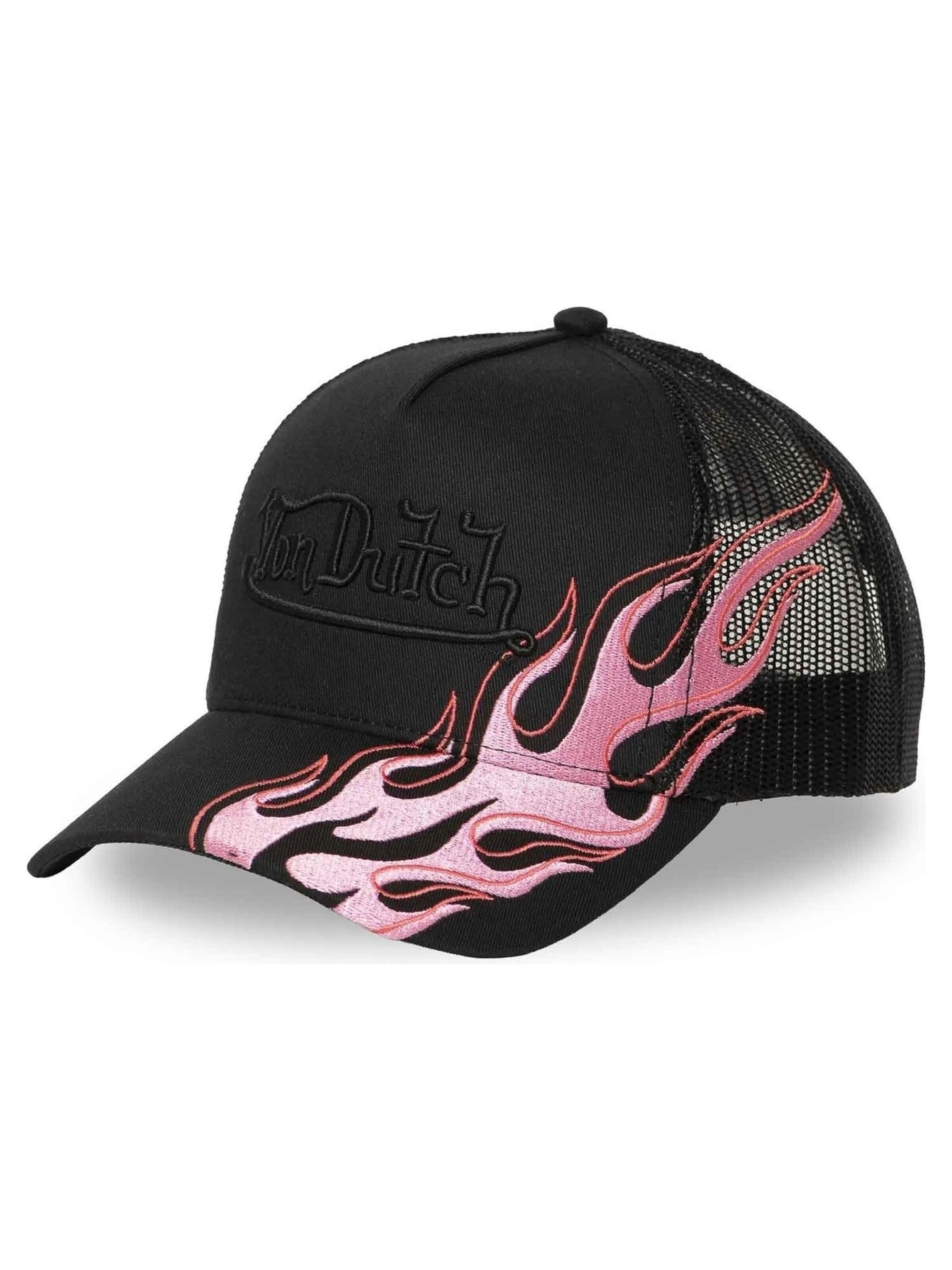 Von Dutch Kšiltovka 'Gorra von dutch negra pink flames trucker cap' – černá