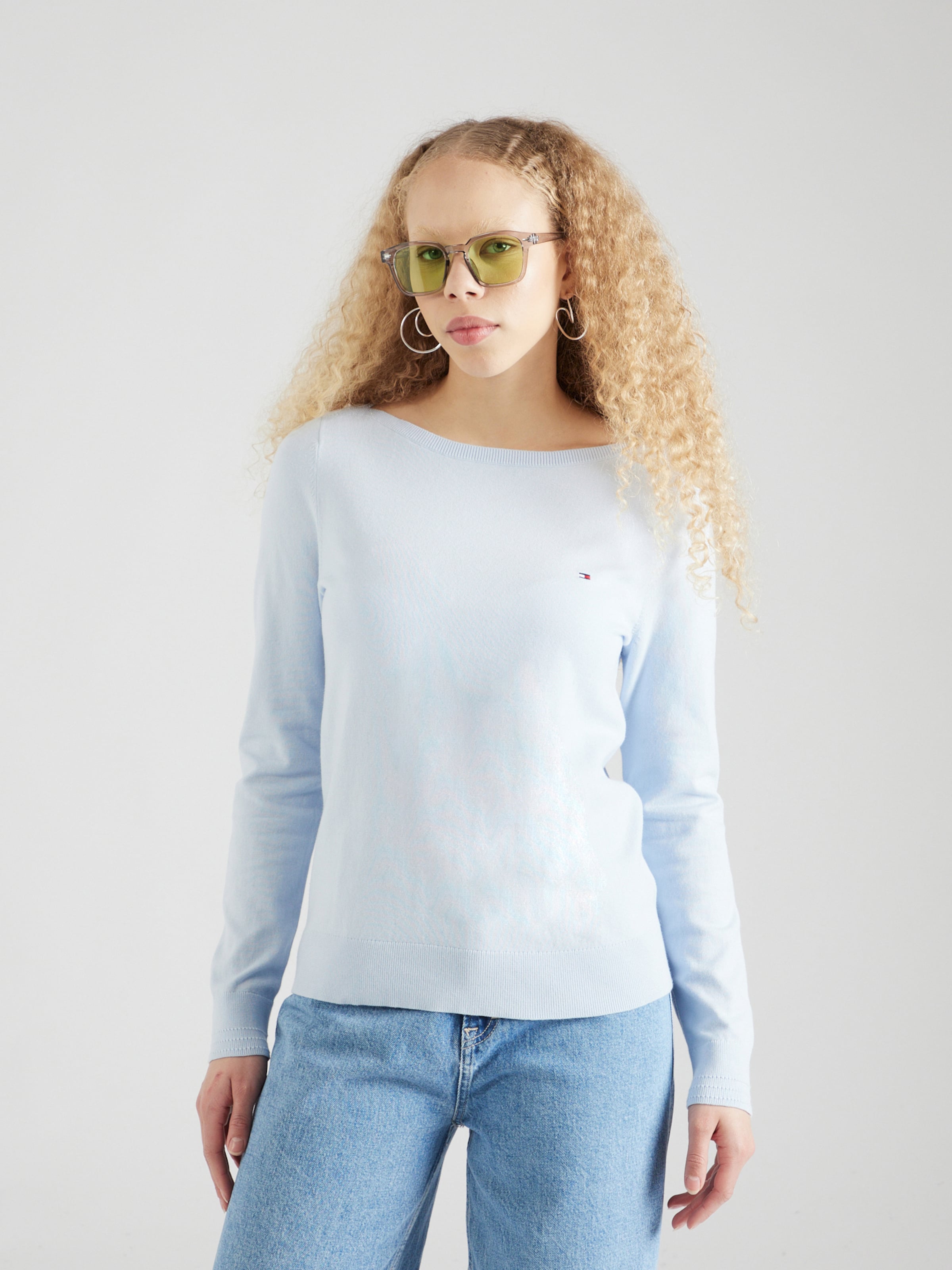 Lichtblauwe tommy hilfiger 2025 trui