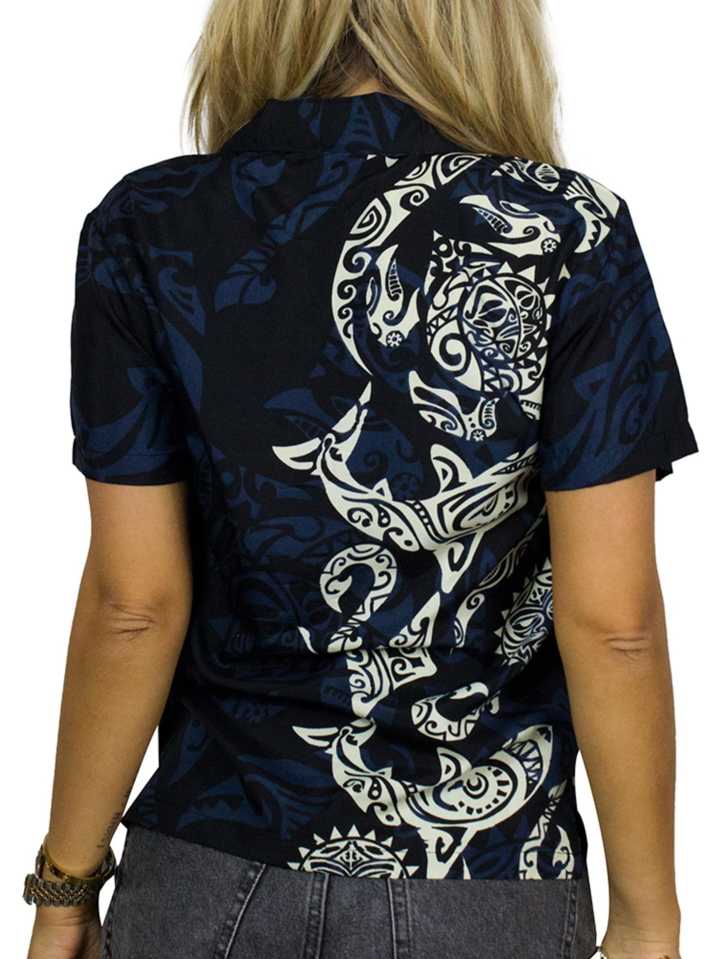 King Kameha Blouse 'Maori Wedding' in Black