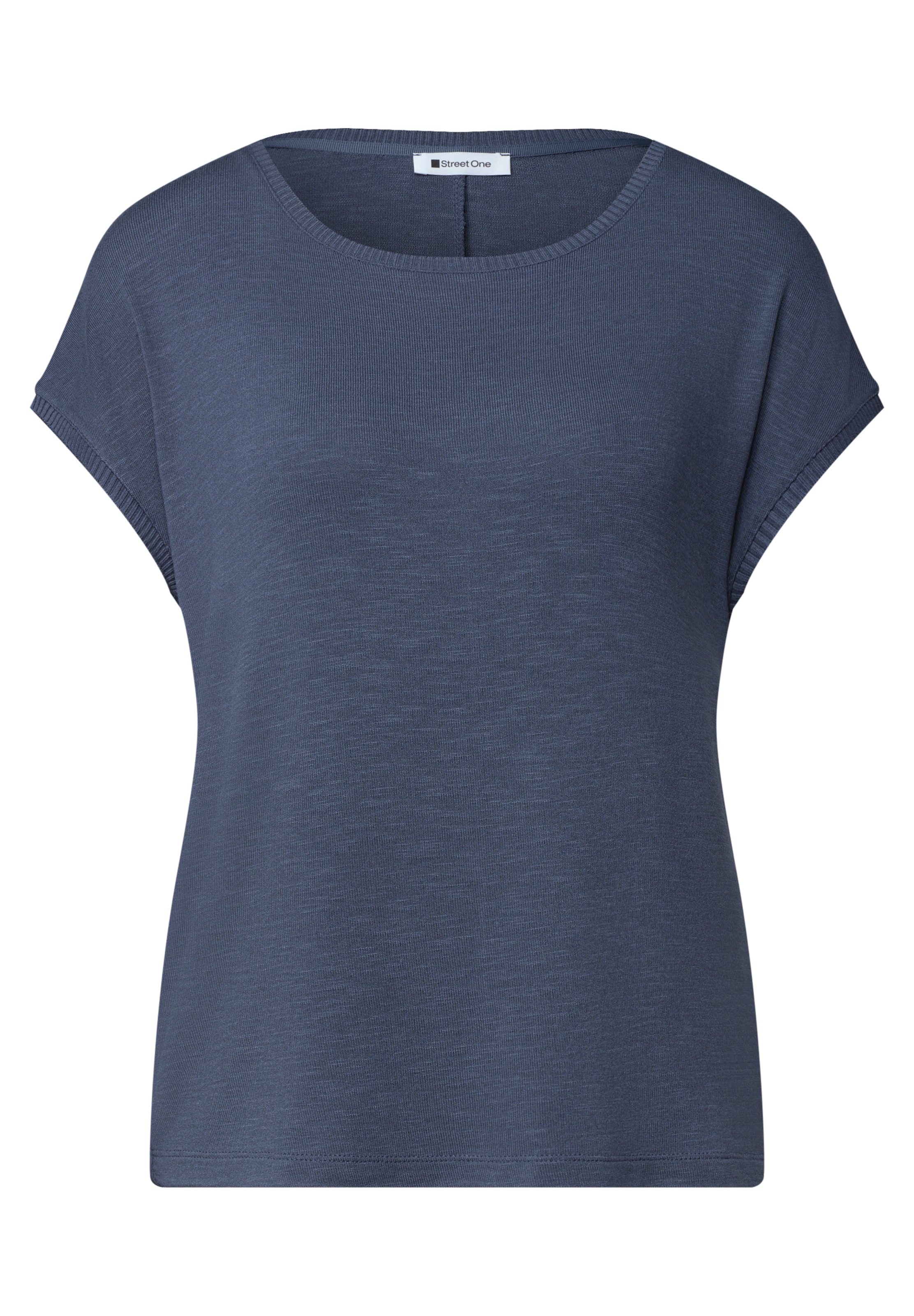 STREET ONE Dropped Shoulder Shirt mit Rundhals in Blau: Vorderseite