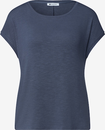 STREET ONE Dropped Shoulder Shirt mit Rundhals in Blau: Vorderseite