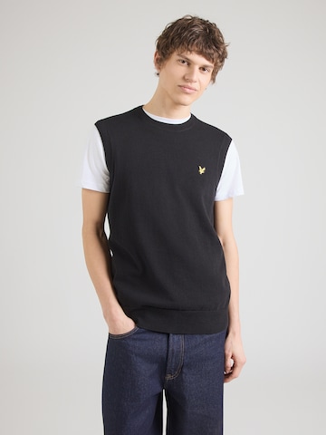 Lyle & Scott Мъжки плетен пуловер без ръкави в черно: отпред