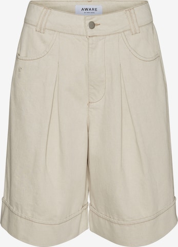 Wide Leg Pantalon à pince 'Fiona' VERO MODA en beige : devant