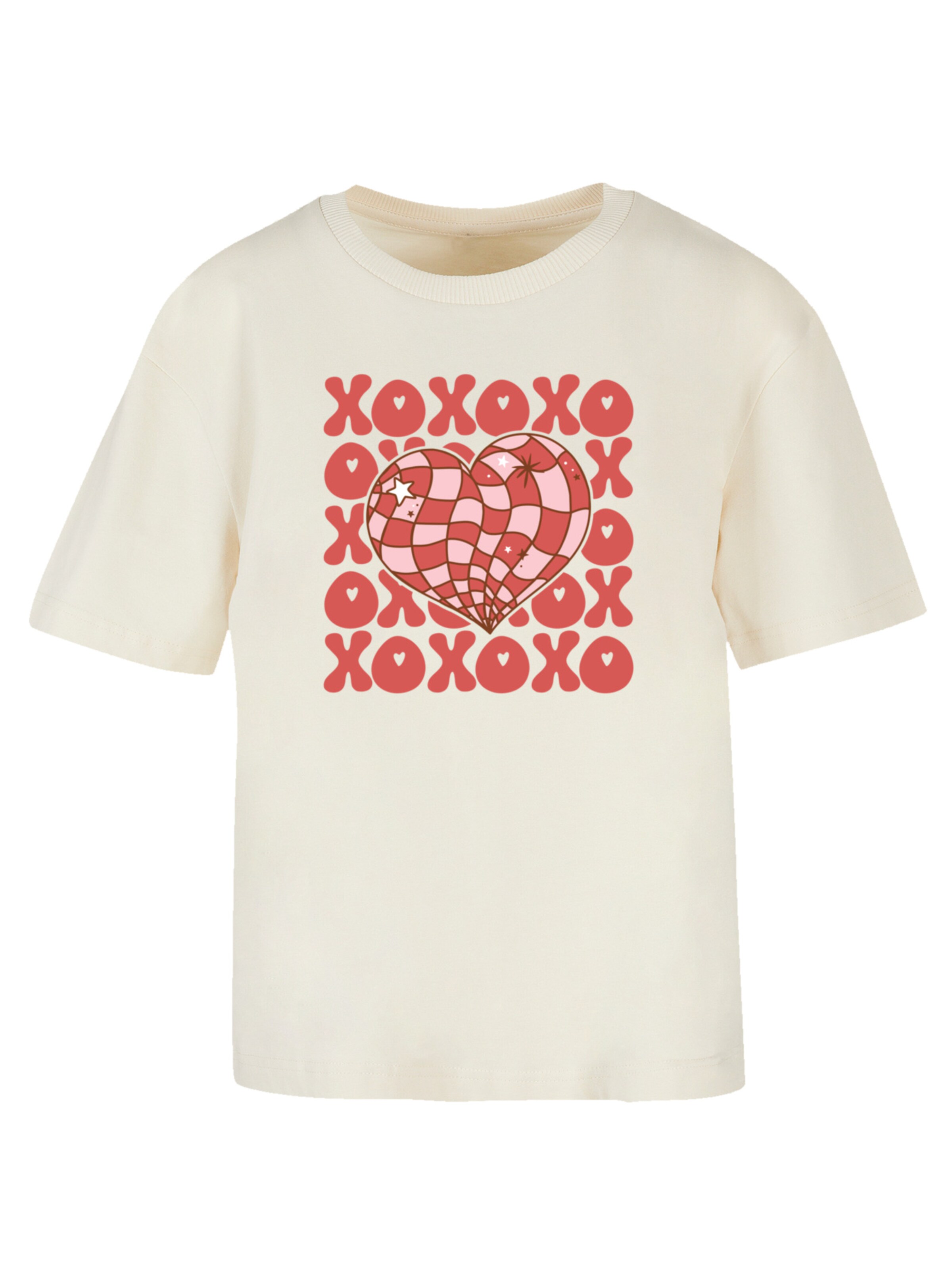 T-shirt 'Xoxo Herz Love' F4NT4STIC en beige : devant
