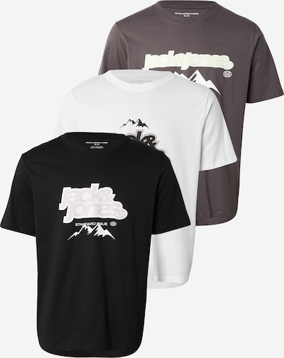 JACK & JONES Majica 'JCOFLARE' veličine S u tamo siva / crna / bijela, Pregled proizvoda