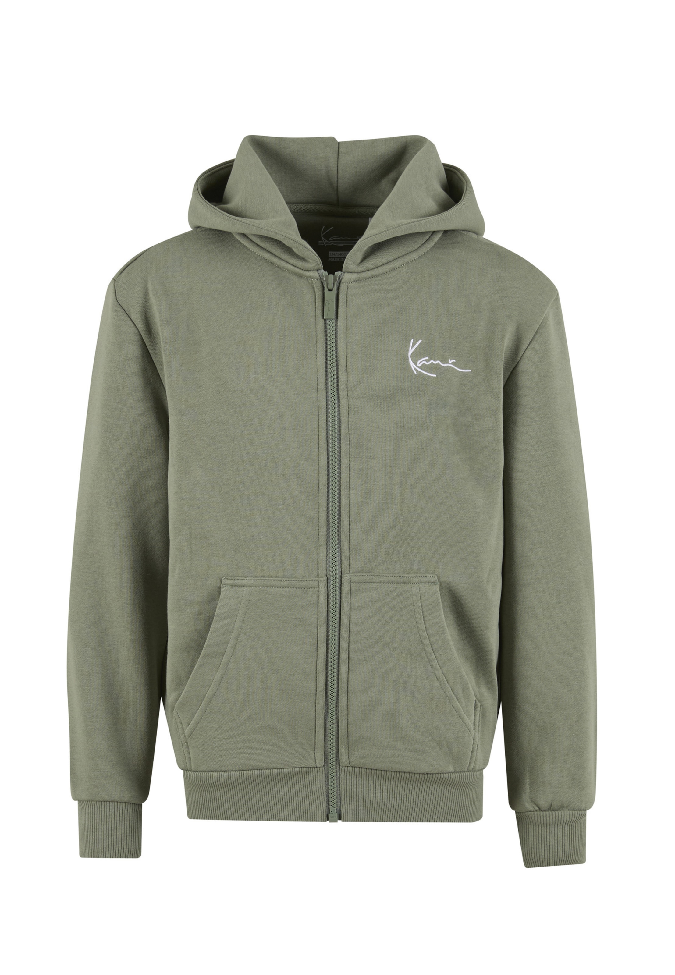 Karl Kani Zip-Up Hoodie 'Essential' in Green: front