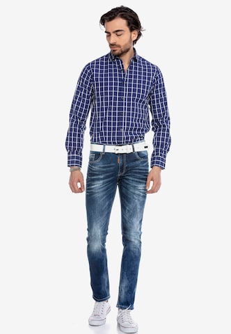 CIPO & BAXX Regular Fit Langarmhemd in Blau