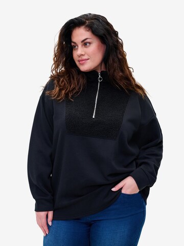 Zizzi Sweatshirt 'Edebra' in Black: front