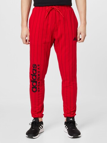 Coupe slim Pantalon de sport 'Pinstripe Fleece' ADIDAS SPORTSWEAR en rouge : devant