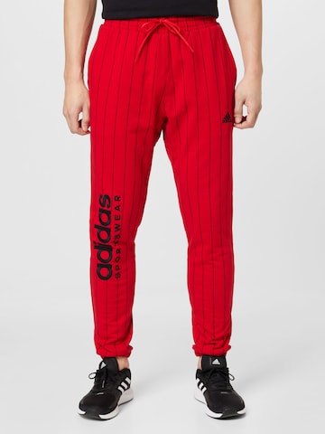 ADIDAS SPORTSWEAR Slimfit Sporthose 'Pinstripe Fleece' in Rot: predná strana