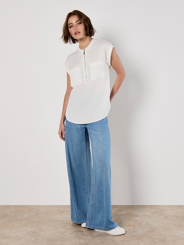 Apricot Zip Front Patch Pocket Top ' ' in Beige