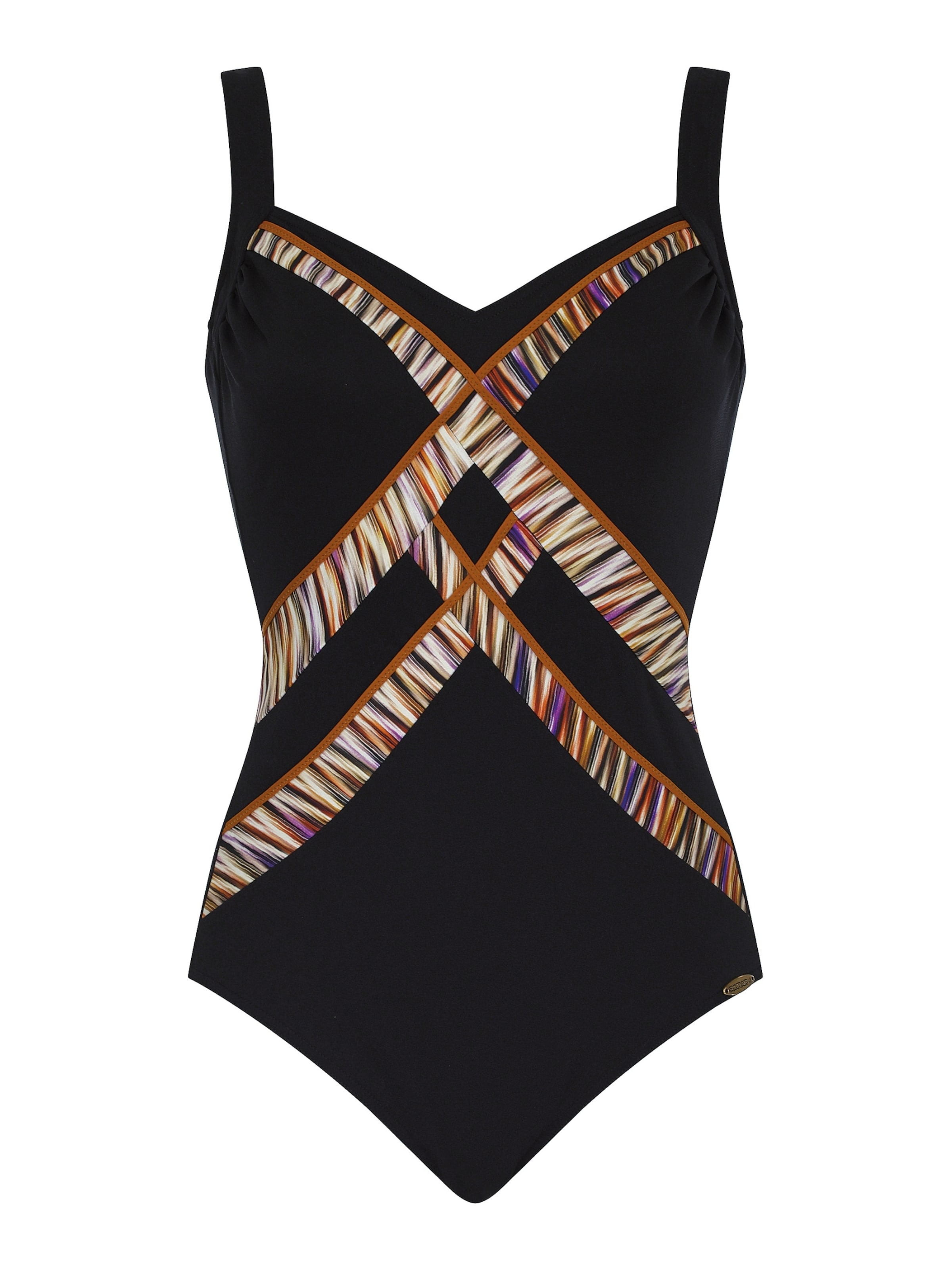 SUNFLAIR T-shirt Swimsuit in Black: front