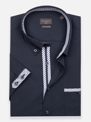 Camicia business 'Iconic Poplin Stretch Man Shirt Short Sleeve Light Blue' di 7Camicie in blu: frontale