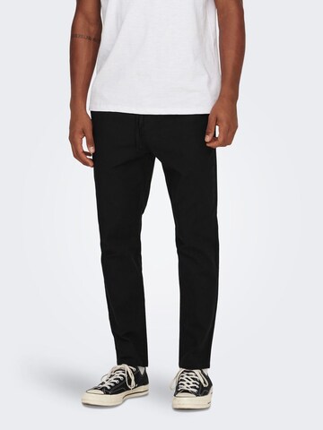 Only & Sons Regular Trousers 'Linus' in Black: front