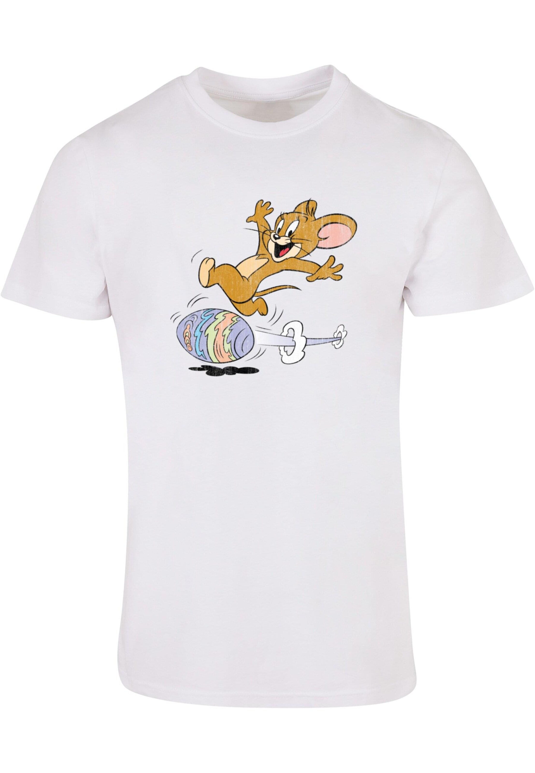 ABSOLUTE CULT T-Shirt 'Tom and Jerry - Egg Run' in Weiß: Vorderseite