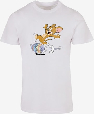 Maglietta 'Tom and Jerry - Egg Run' di ABSOLUTE CULT in bianco: frontale