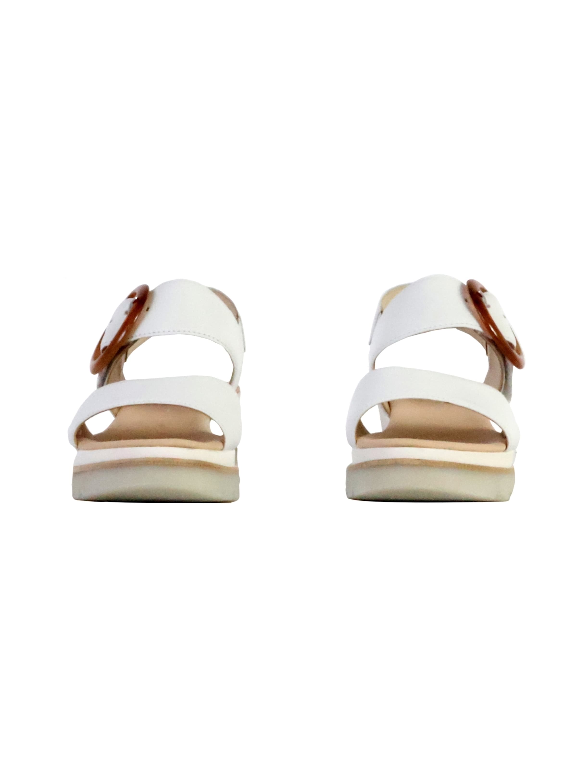 Sandales 'Sandalen mit Keilabsatz aus Satinleder in Metallic-Optik' GABOR en blanc