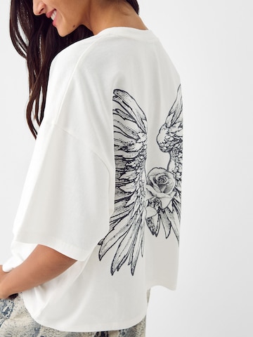 Bershka Oversized tričko – béžová