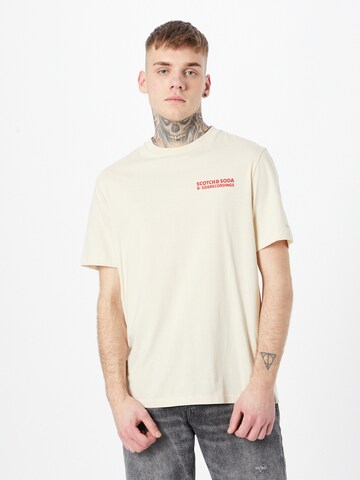 SCOTCH & SODA Shirt 'Cassette Artwork' in Beige: front