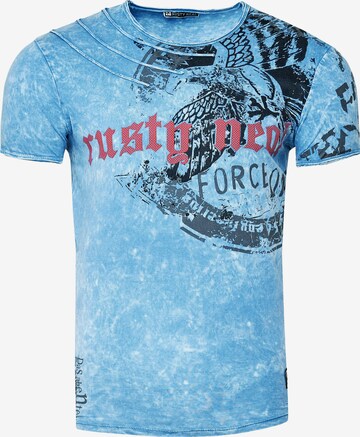 Rusty Neal Cooles T-Shirt mit angesagtem Print in Blau: predná strana