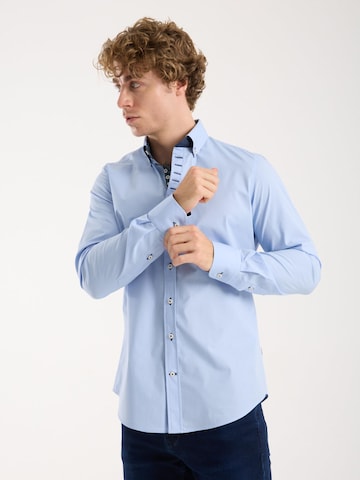 7Camicie - Ajuste estrecho Camisa de negocios 'Donatello Iconic Poplin Stretch Man Shirt Red' en azul: frente