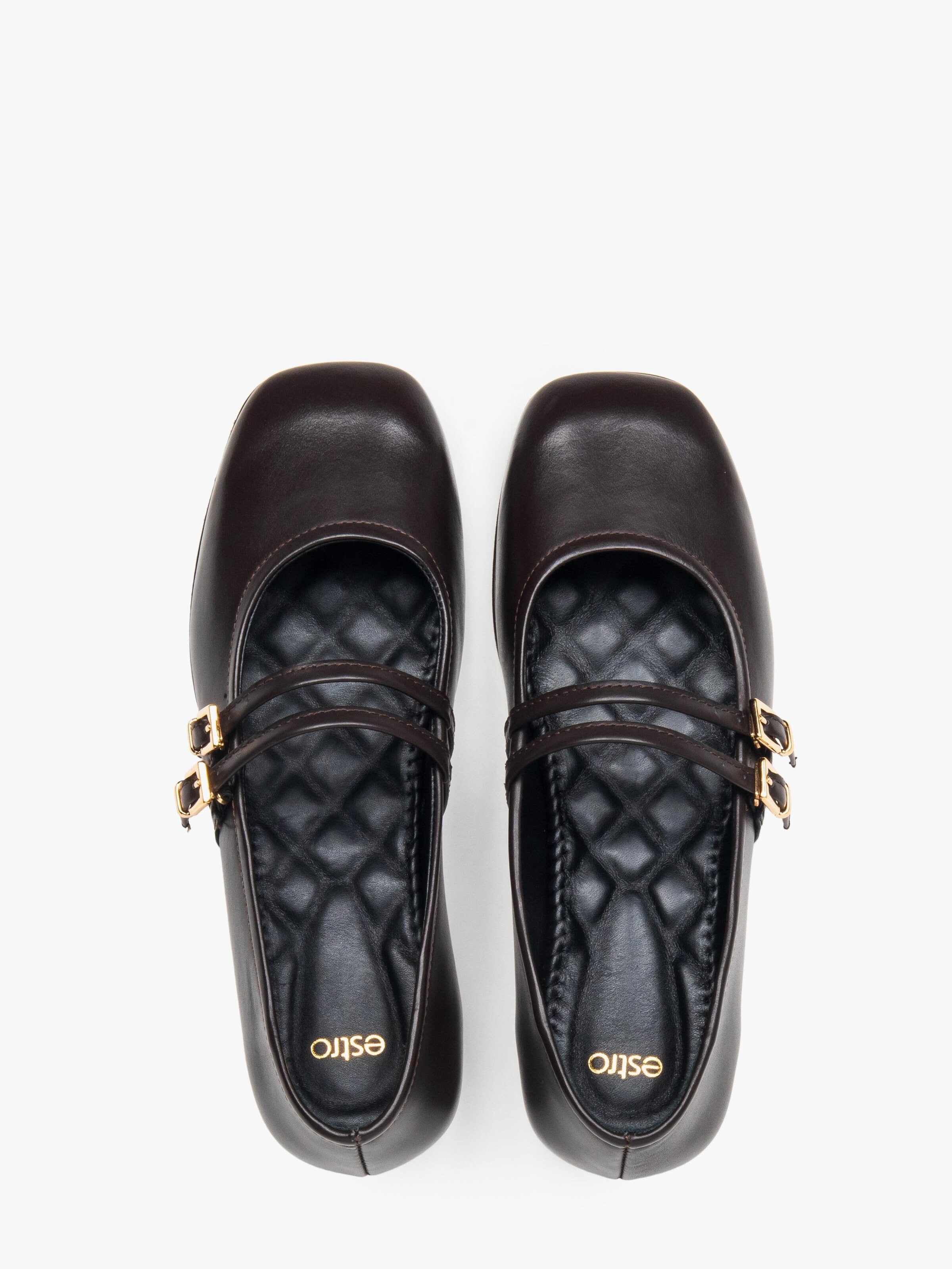 Estro Ballet Flats with Strap '09-28781' in Black