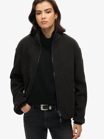 Superdry Fleece jas in Zwart