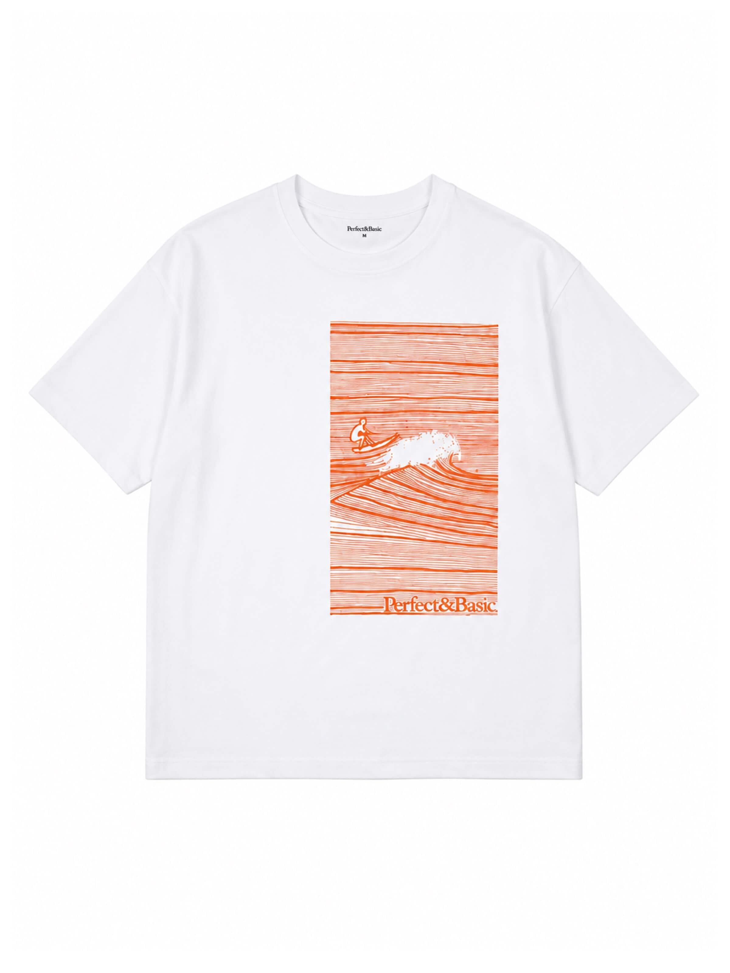 Perfect&Basic - Camiseta de fútbol 'Oversize Unisex - Wave Flock Tee' en naranja: frente