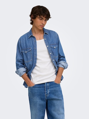 Only & Sons - Ajuste regular Camisa 'ONSRAY' en azul: frente
