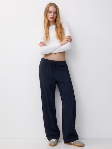 Pull&Bear Wide Leg Hose in Blau