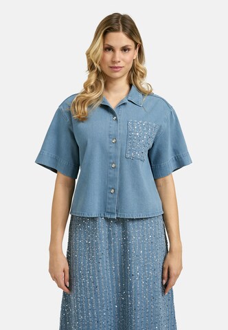 Milano Italy Blouse in Blue: front