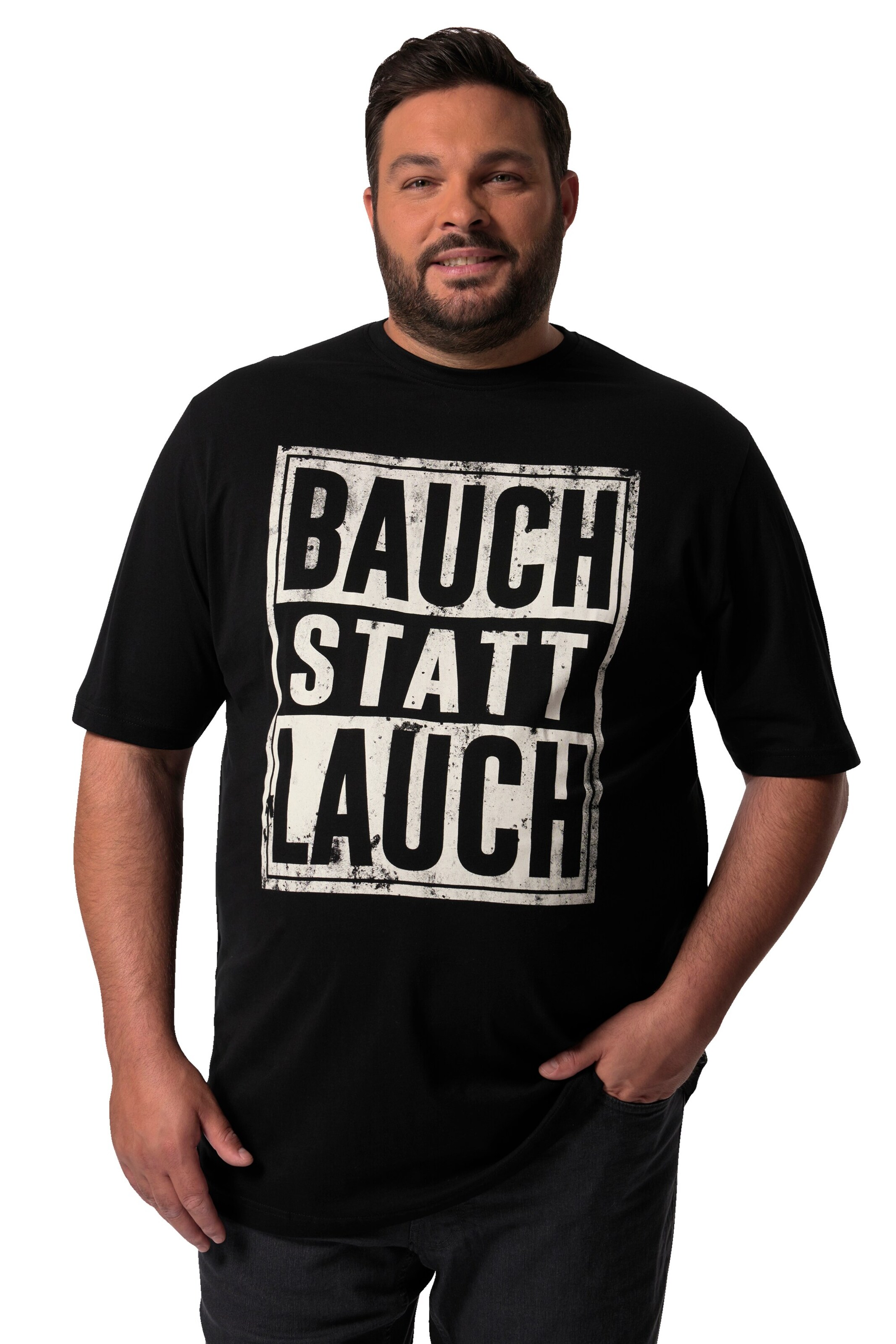 Men Plus Shirt in Black: front