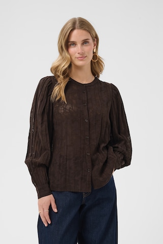 Cream Blouse 'Crissie' in Bruin: voorkant