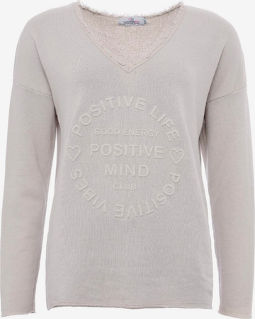 Felpa 'Positive Mind' di Zwillingsherz in beige: frontale
