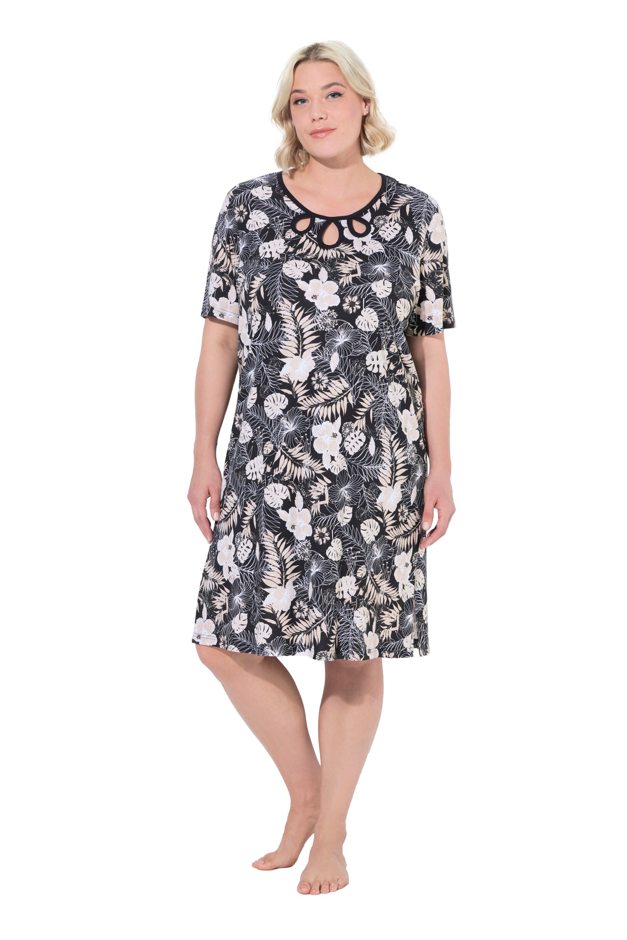 Ulla Popken Nachthemd in Zwart: voorkant