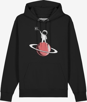 Felpa 'Astronaut says Hi' di Watapparel in nero: frontale