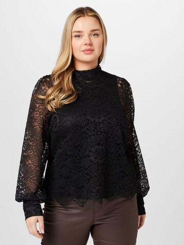 PIECES Curve Blouse 'MARIKA' in Zwart: voorkant