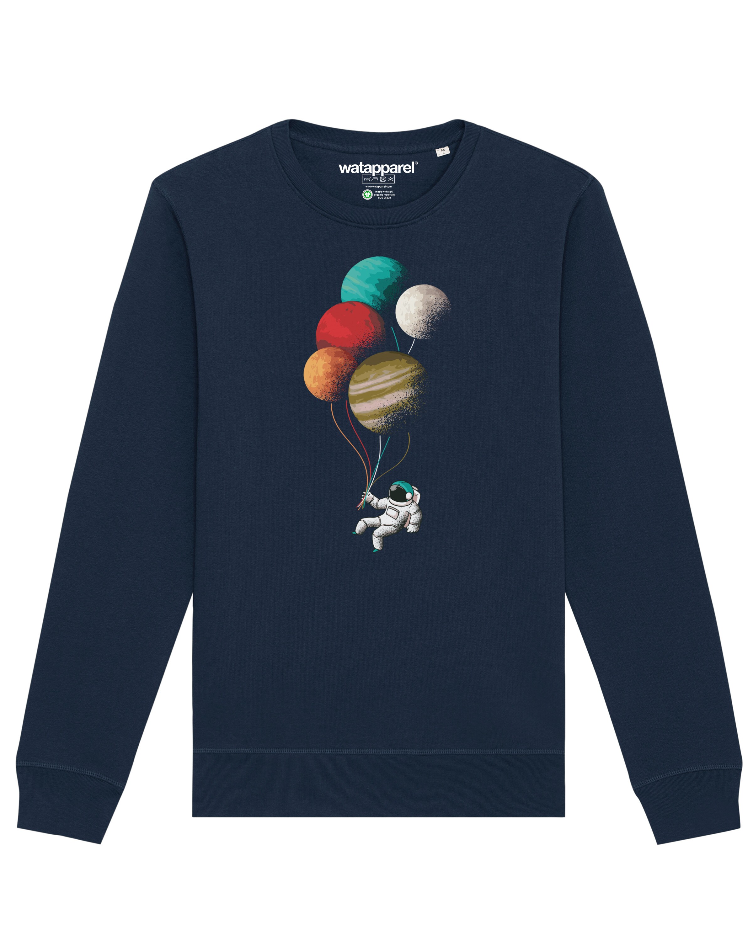 Sweat-shirt 'Balloon Spaceman' Watapparel en bleu : devant