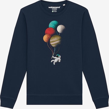 Sweat-shirt 'Balloon Spaceman' Watapparel en bleu : devant