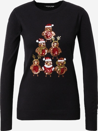 Fashion Union Sweater 'ROBIN TREE' in brown / red / black / white, Item view