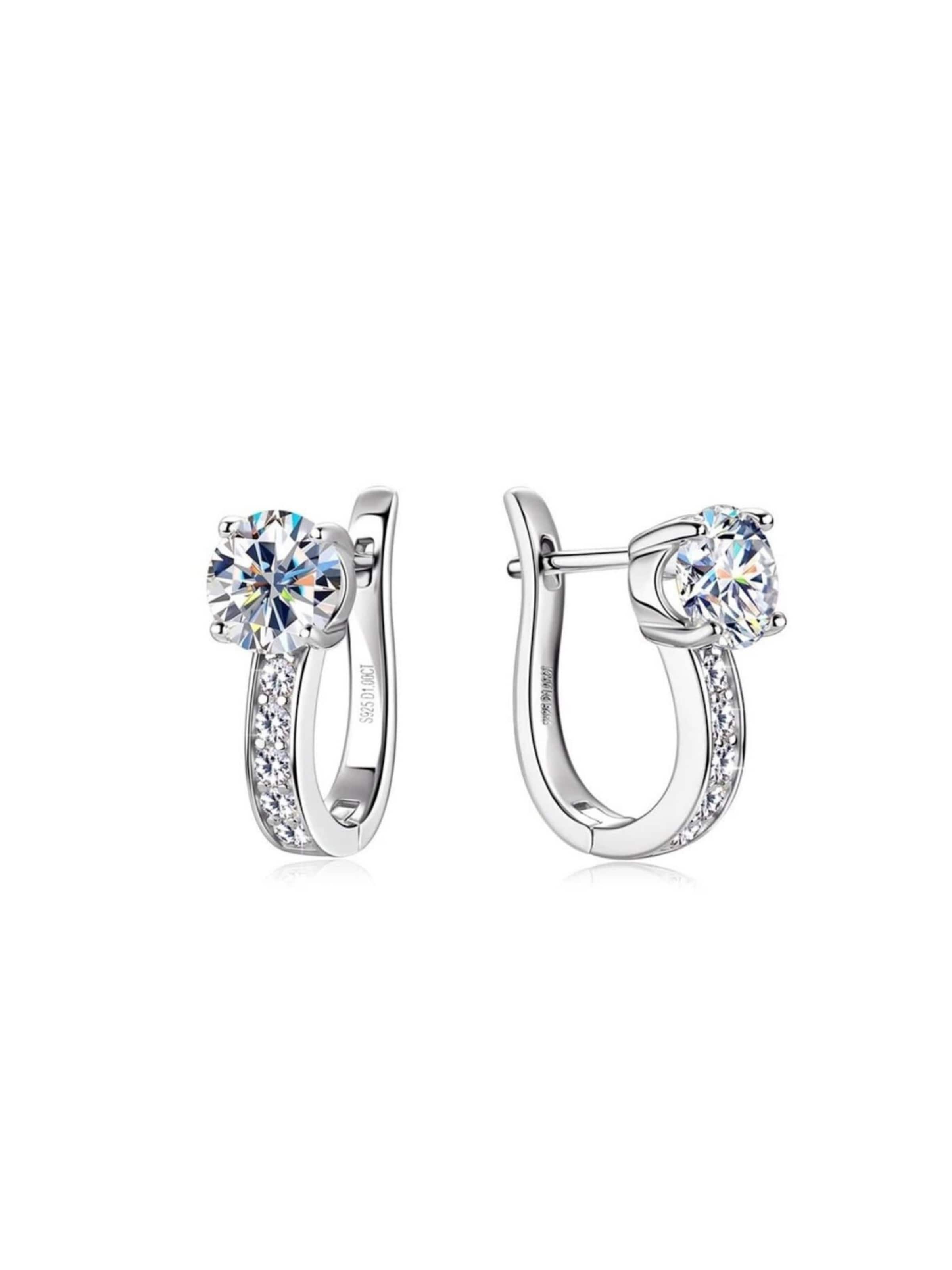 ROUGEMONT Jewellery Earrings 'Funkelnde Moissanit Creolen Ohrringe 6,5 mm 1,0ct' in Silver: front