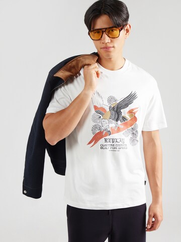 REPLAY Тениска в бяло: отпред