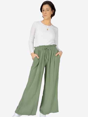 Wide Leg Pantalon 'Liska' Seasons of April en vert : devant