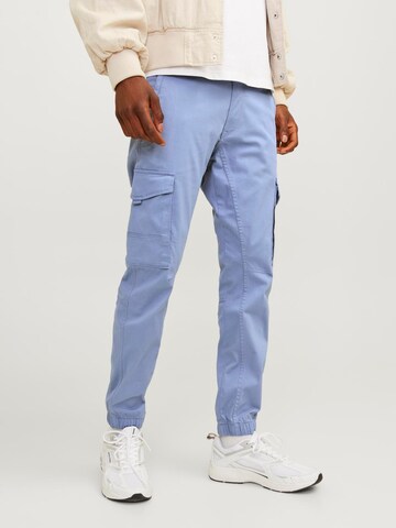 JACK & JONES Tapered Cargobroek 'Paul Flake' in Blauw: voorkant