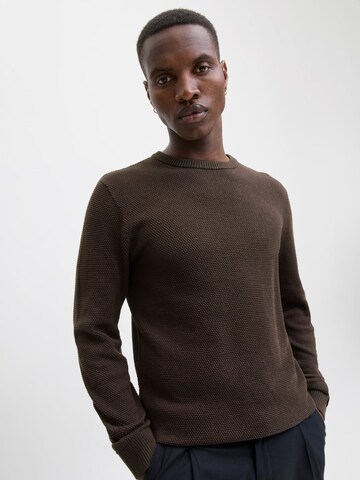 JACK & JONES Sweater 'Globe' in Brown: front