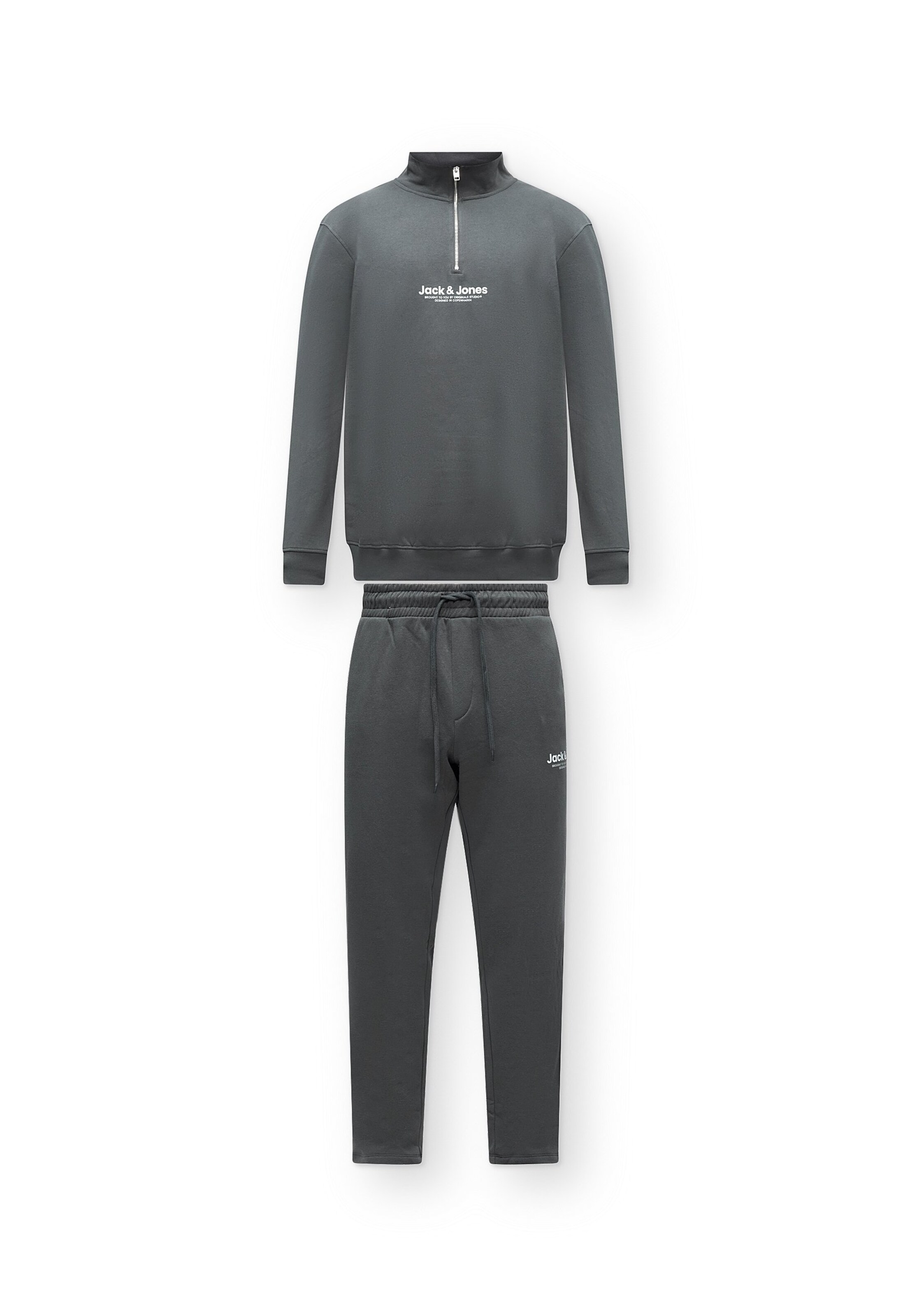 Jack & Jones Plus Φόρμα τρεξίματος 'JJVESTERBRO' σε XXL σε πέτρα / λευκό, Άποψη προϊόντος