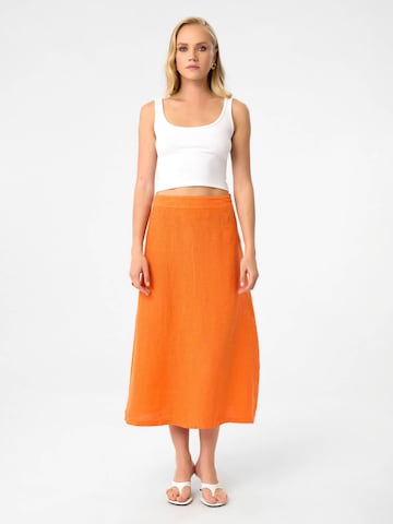 DIMI Skirt 'Damen-Leinen-Midirock' in Orange